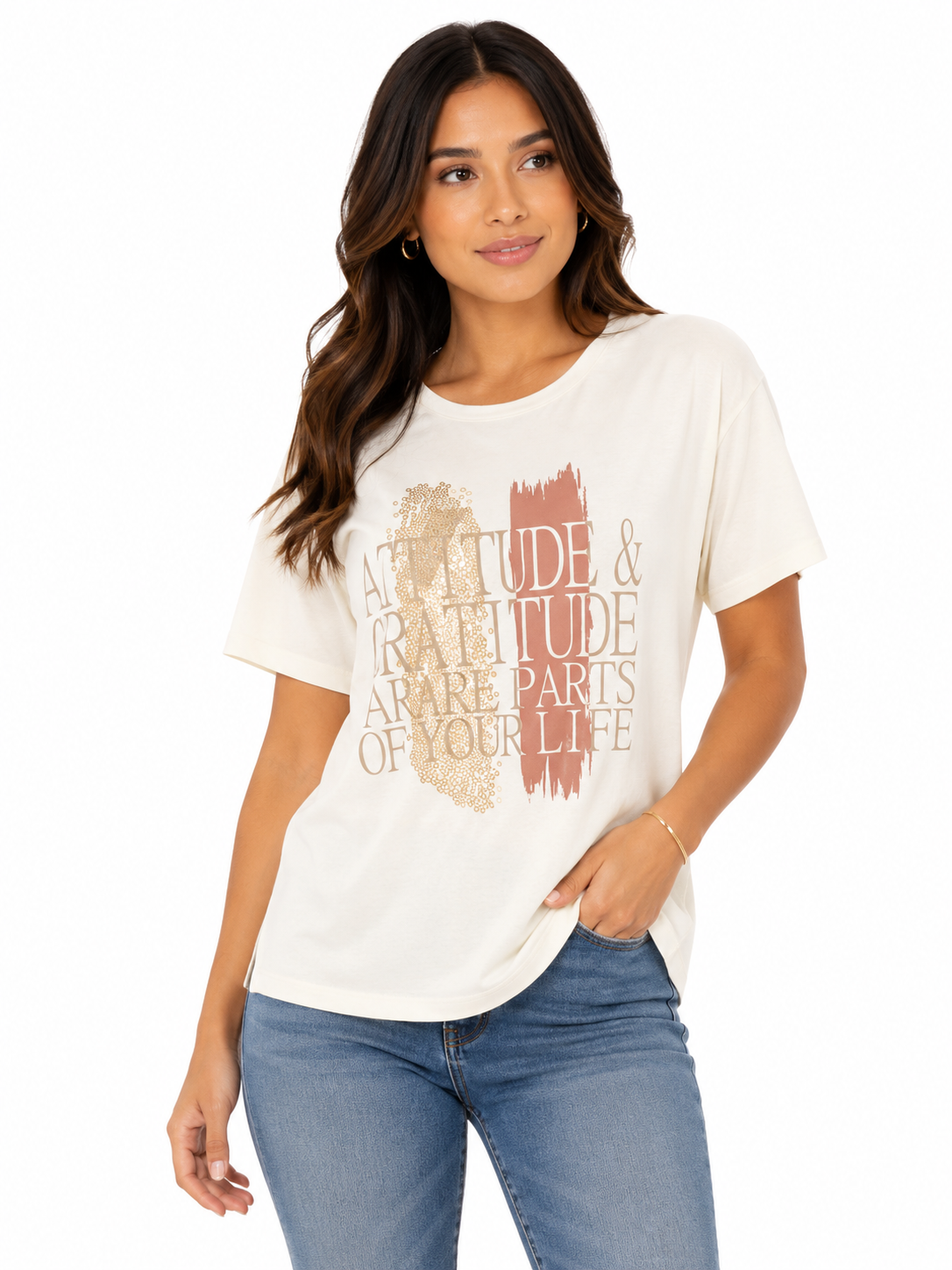 Camiseta mujer manga 3/4 estampada - Imagen 2