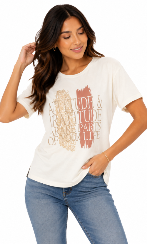 Camiseta mujer manga 3/4 estampada