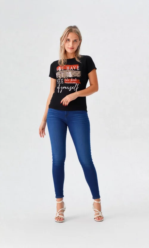 Camiseta mujer manga corta estampada