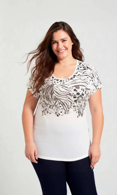 Camiseta mujer manga corta estampada