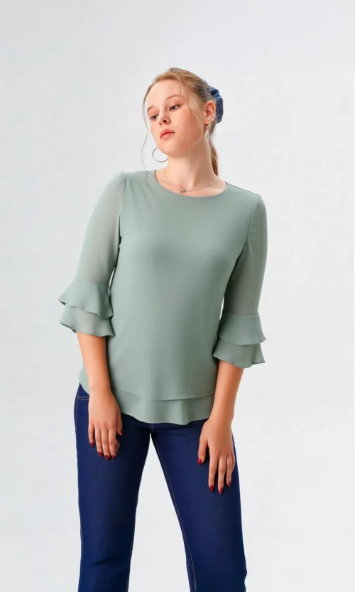 Blusa mujer manga 3/4 unicolor