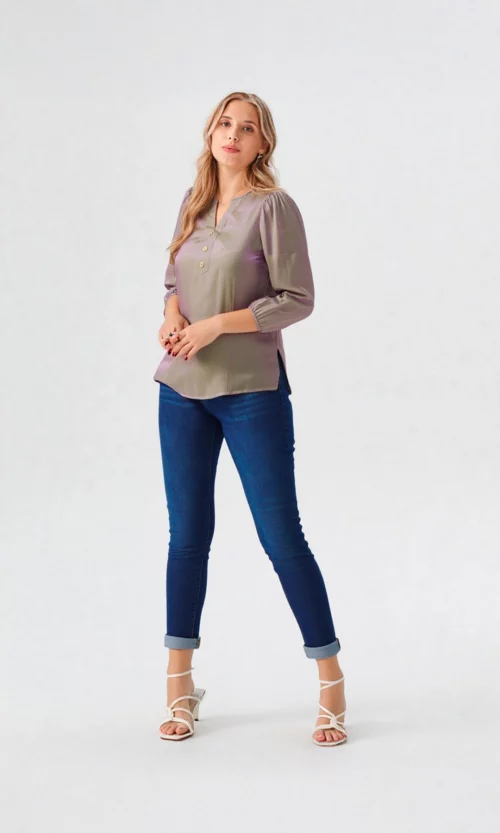 Blusa mujer manga 3/4 unicolor
