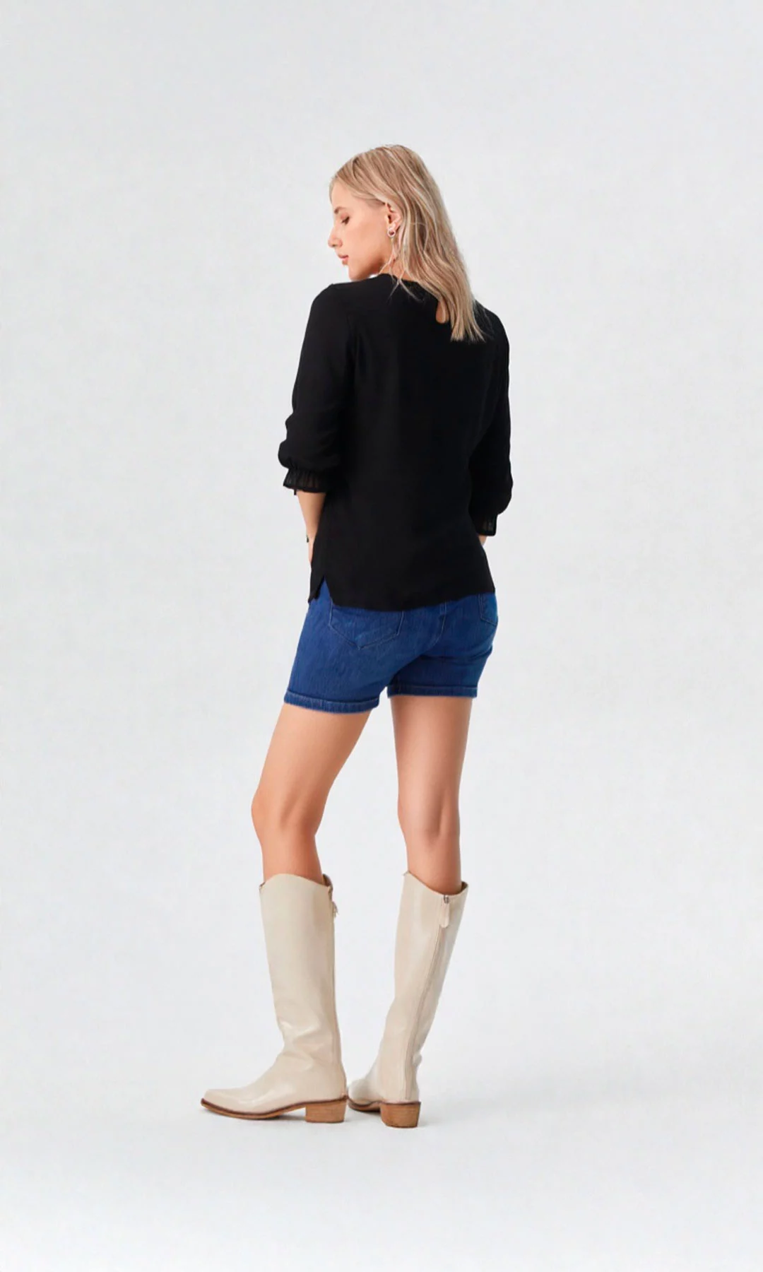 Blusa mujer manga 3/4 unicolor - Imagen 4