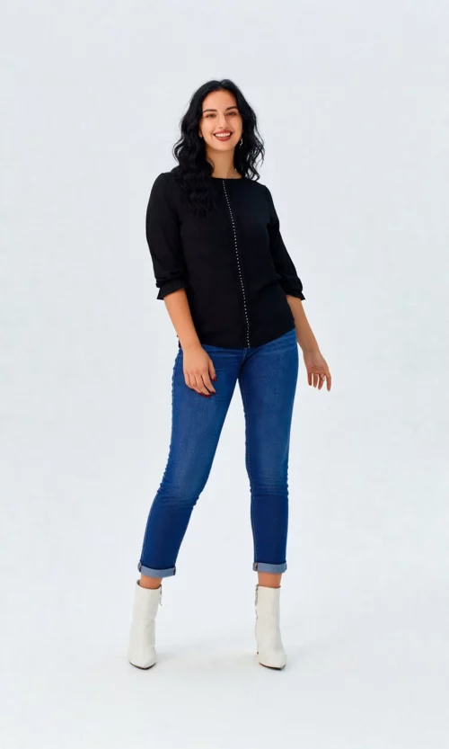 Blusa mujer manga 3/4 unicolor