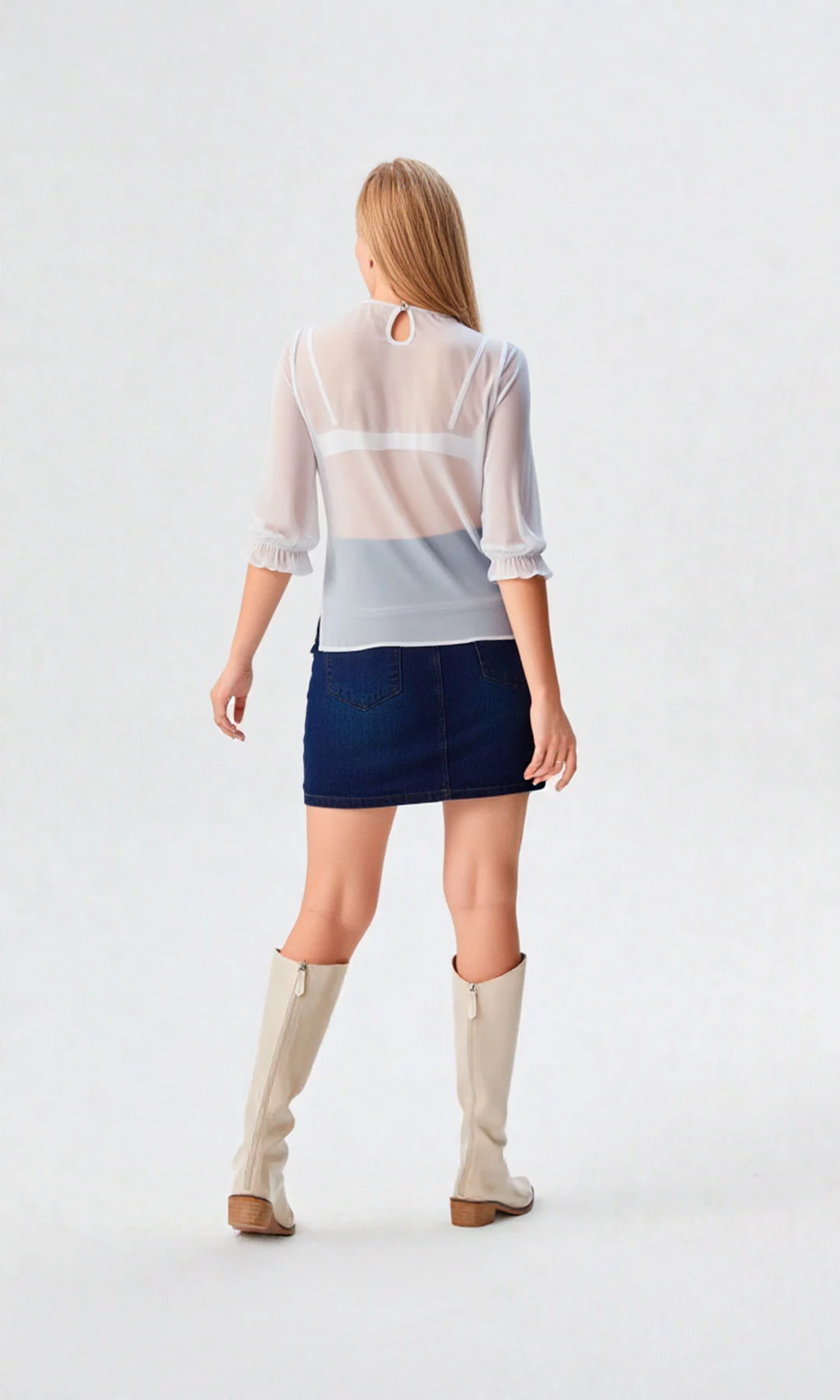 Blusa mujer manga 3/4 unicolor - Imagen 7