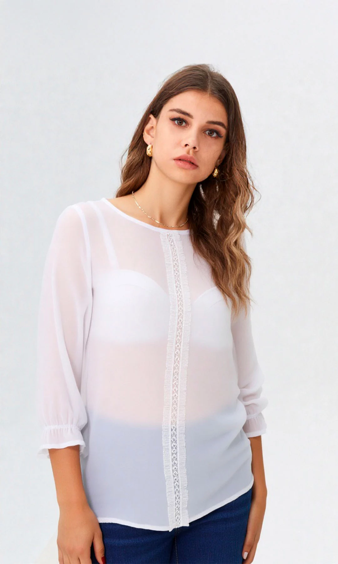 Blusa mujer manga 3/4 unicolor - Imagen 6