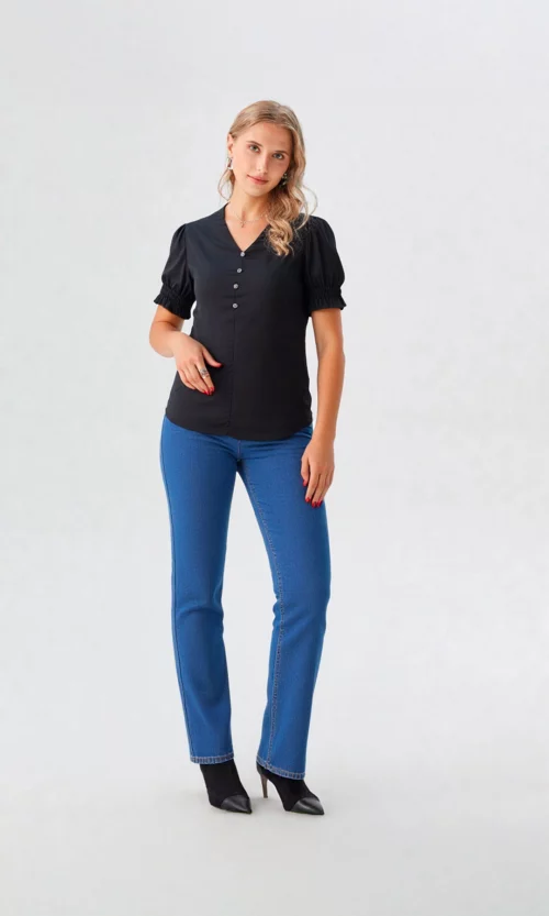 Blusa mujer manga corta unicolor