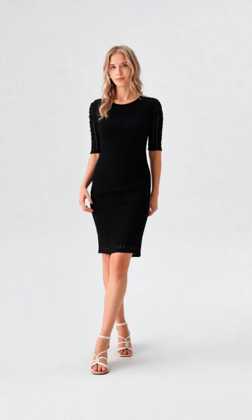 Vestido mujer manga corta unicolor