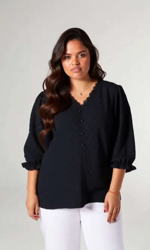 Blusa mujer manga 3/4 unicolor