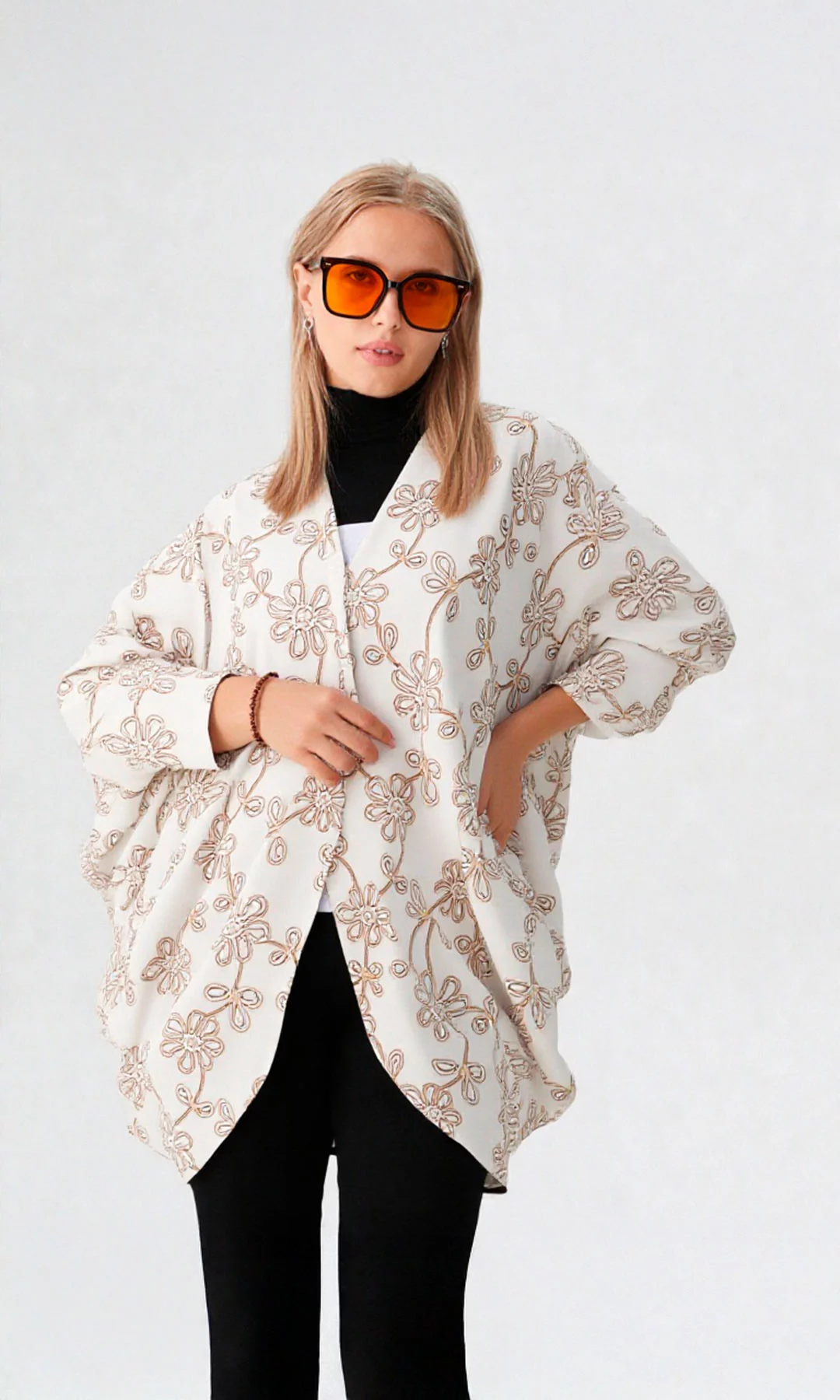 Capa mujer manga 3/4 estampada