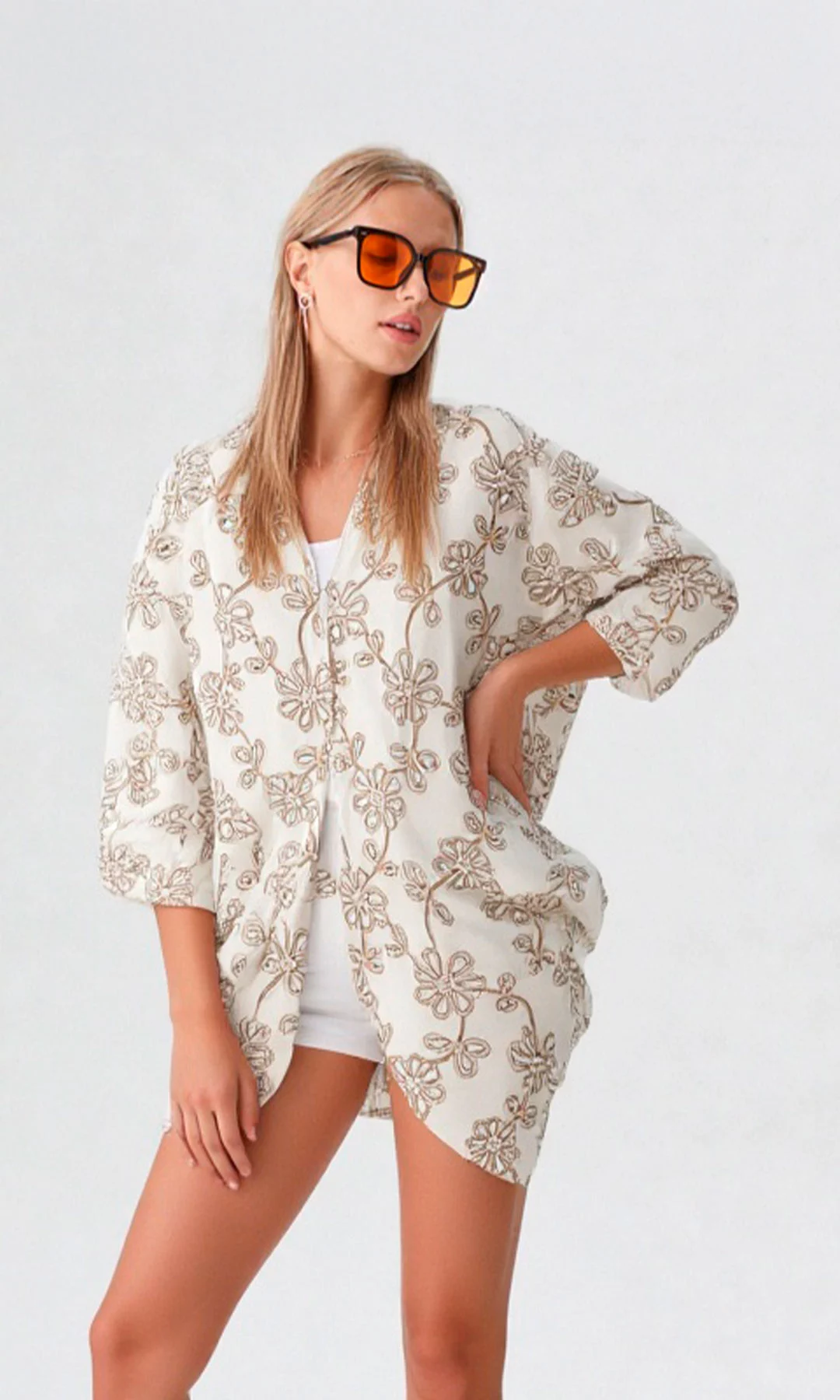 Capa mujer manga 3/4 estampada - Imagen 5