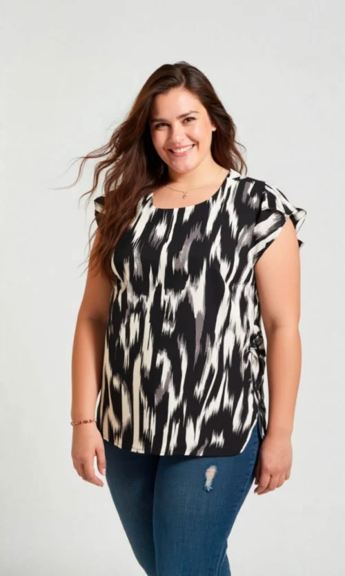 Blusa mujer manga corta estampada