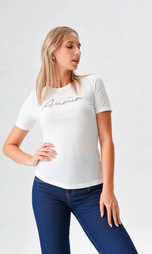 Camiseta mujer manga corta estampada