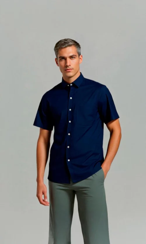 Camisa hombre manga corta unicolor