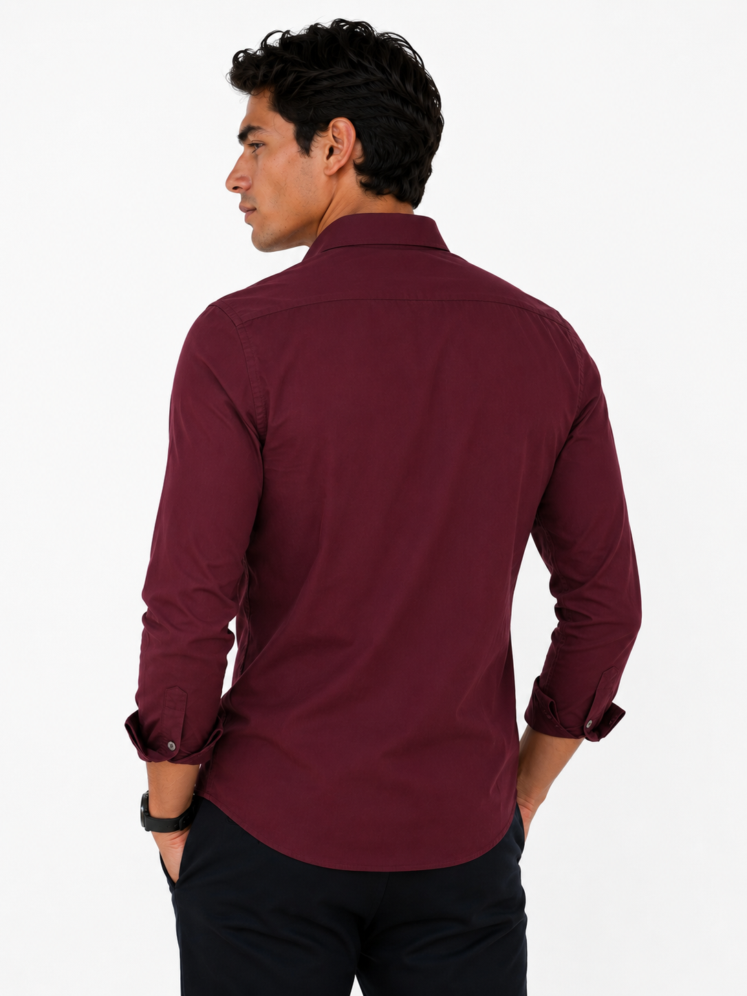 Camisa hombre manga larga unicolor - Imagen 9