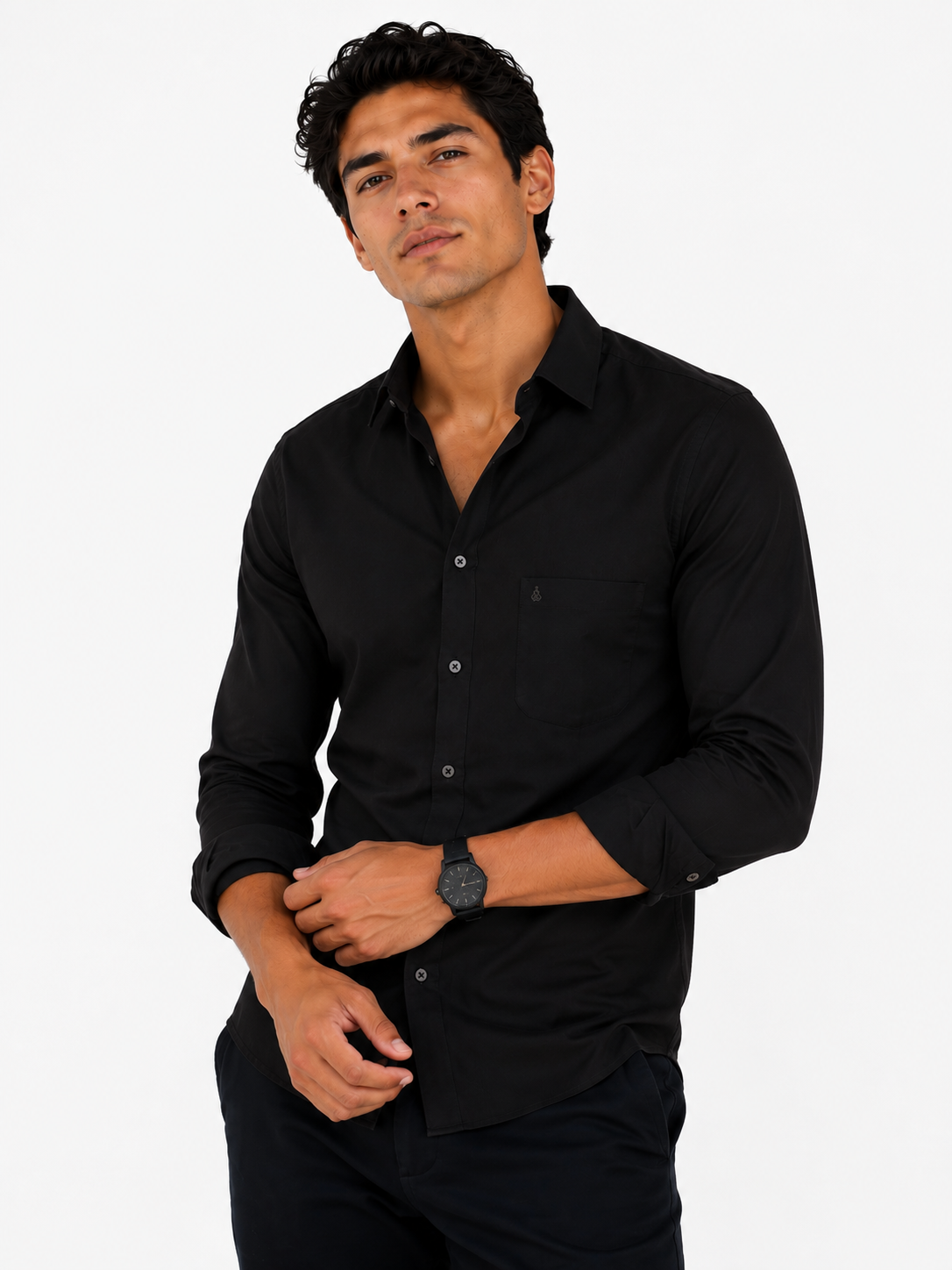Camisa hombre manga larga unicolor