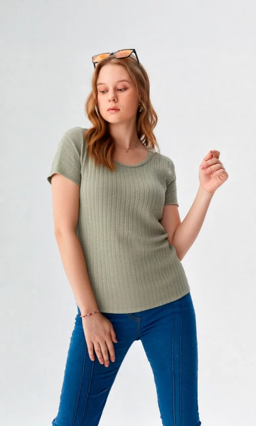 Camiseta mujer manga corta unicolor