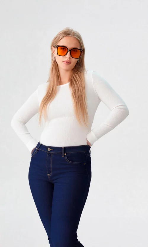 Camiseta mujer manga larga unicolor