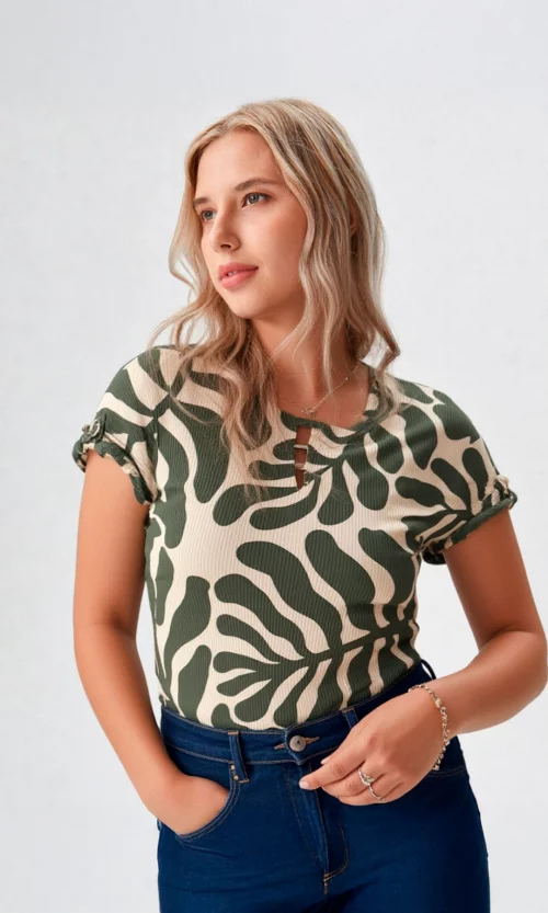 Camiseta mujer manga corta estampada
