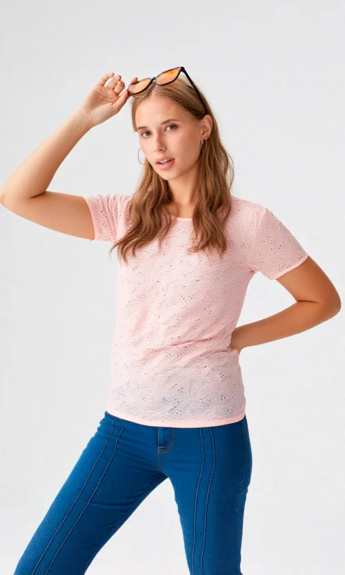 Camiseta mujer manga corta unicolor