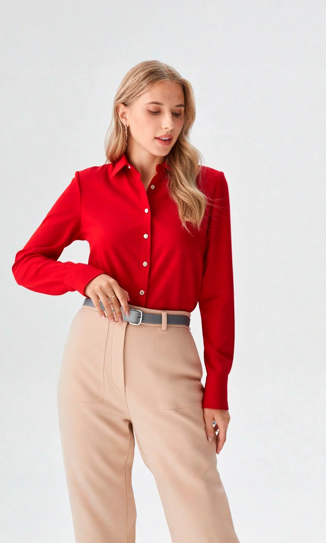 Blusa mujer manga larga unicolor - Imagen 17