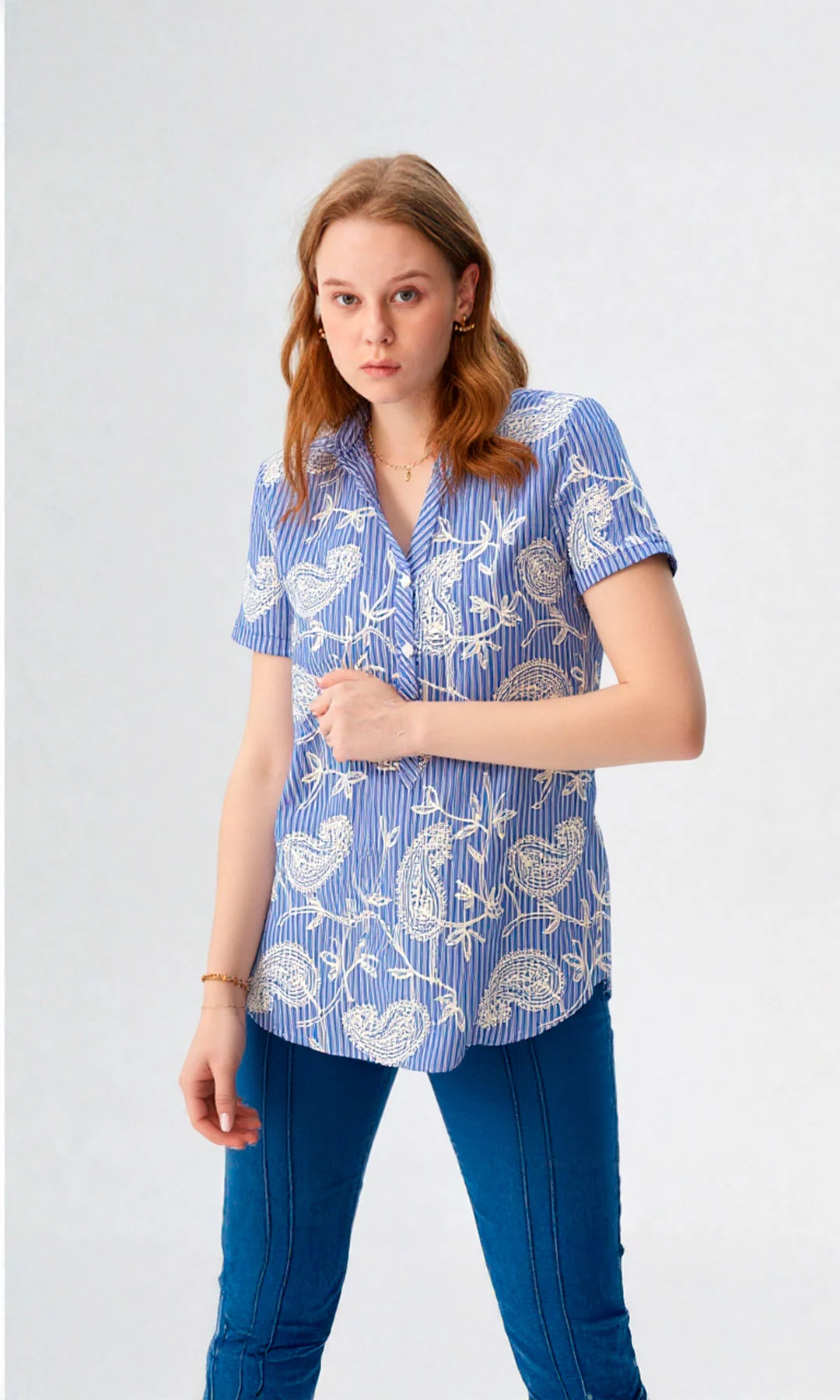 Blusa mujer manga corta rayas - Imagen 4