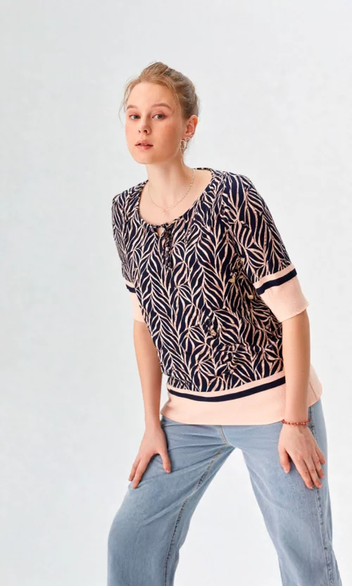 Blusa mujer manga corta estampada