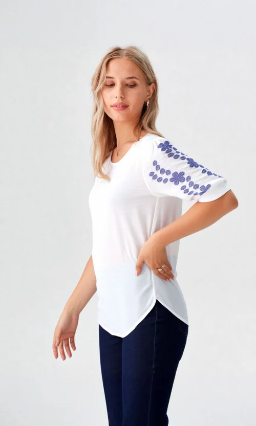 Blusa mujer manga corta estampada
