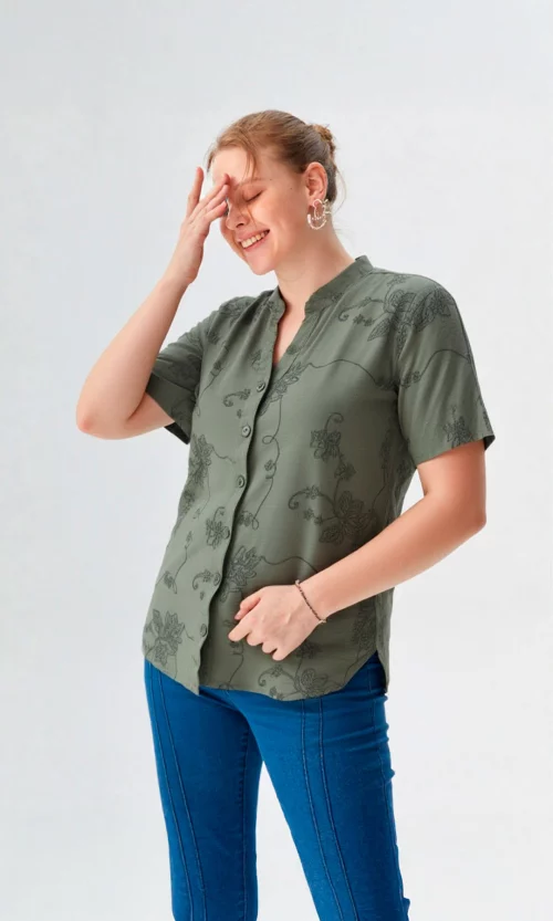 Blusa mujer manga corta unicolor