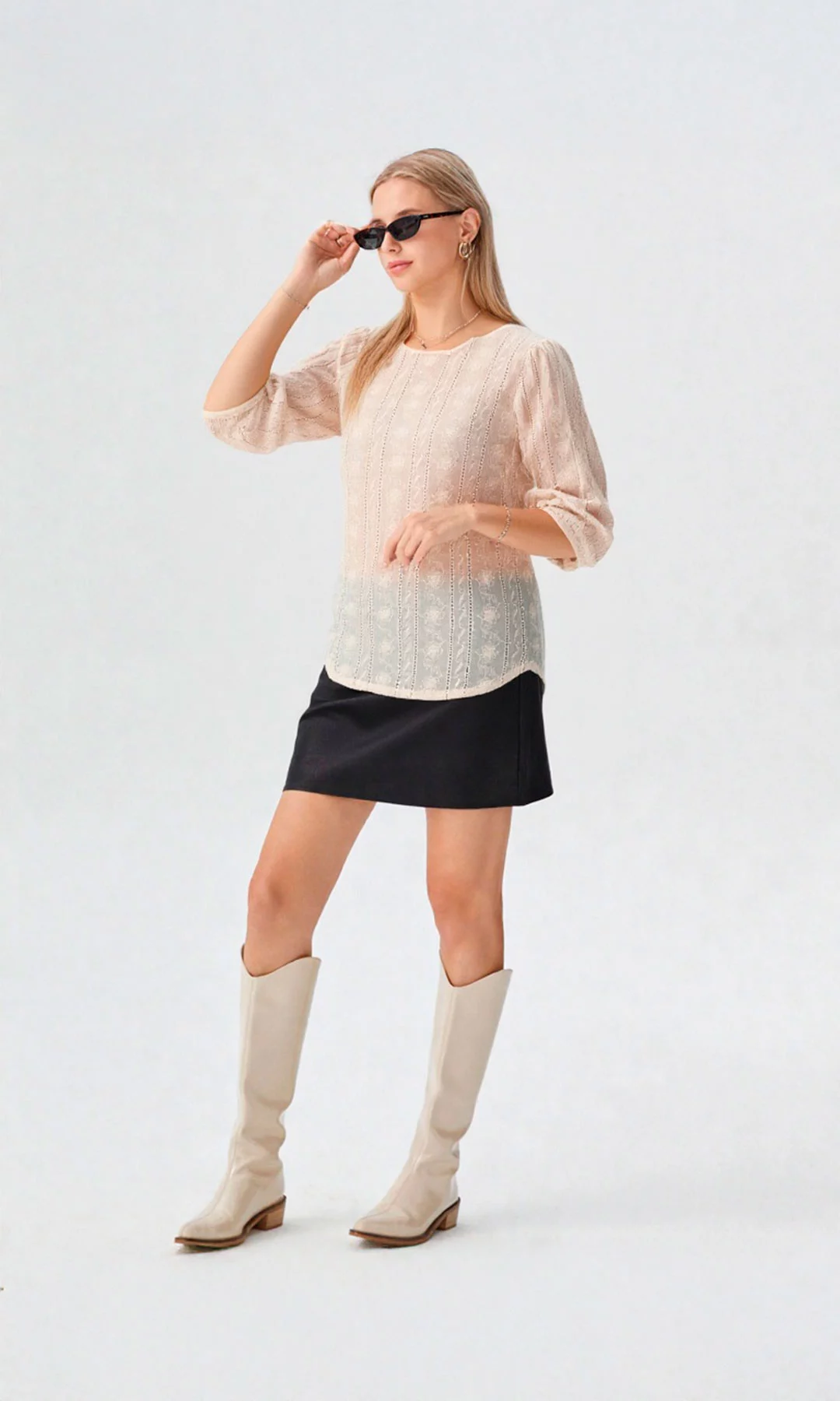 Blusa mujer manga 3/4 unicolor - Imagen 2