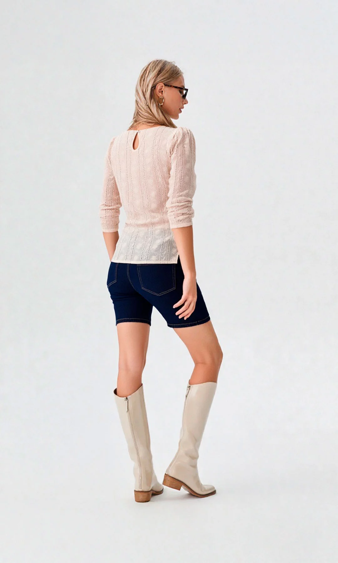 Blusa mujer manga 3/4 unicolor - Imagen 3