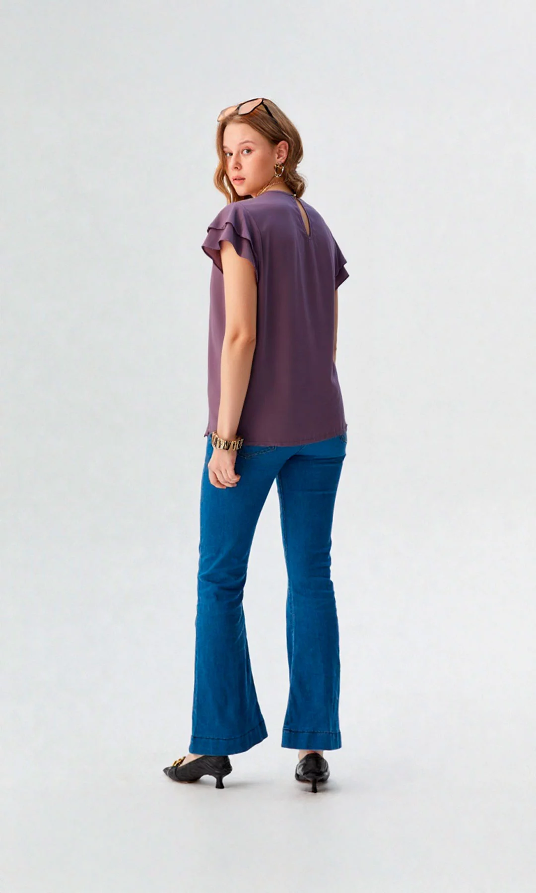 Blusa mujer manga corta unicolor - Imagen 3