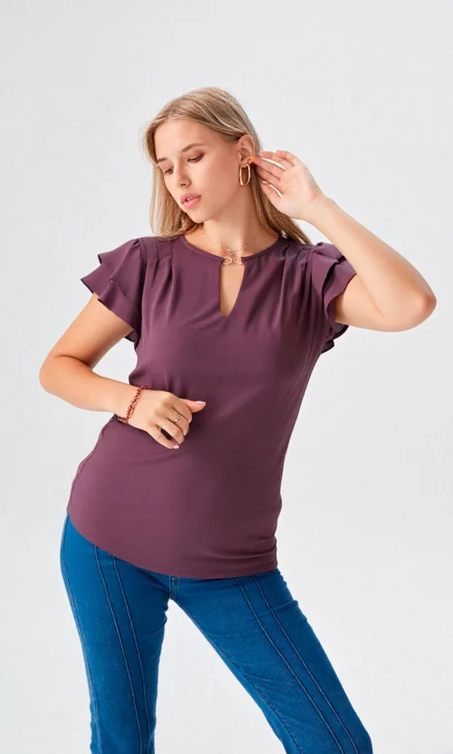 Blusa mujer manga corta unicolor