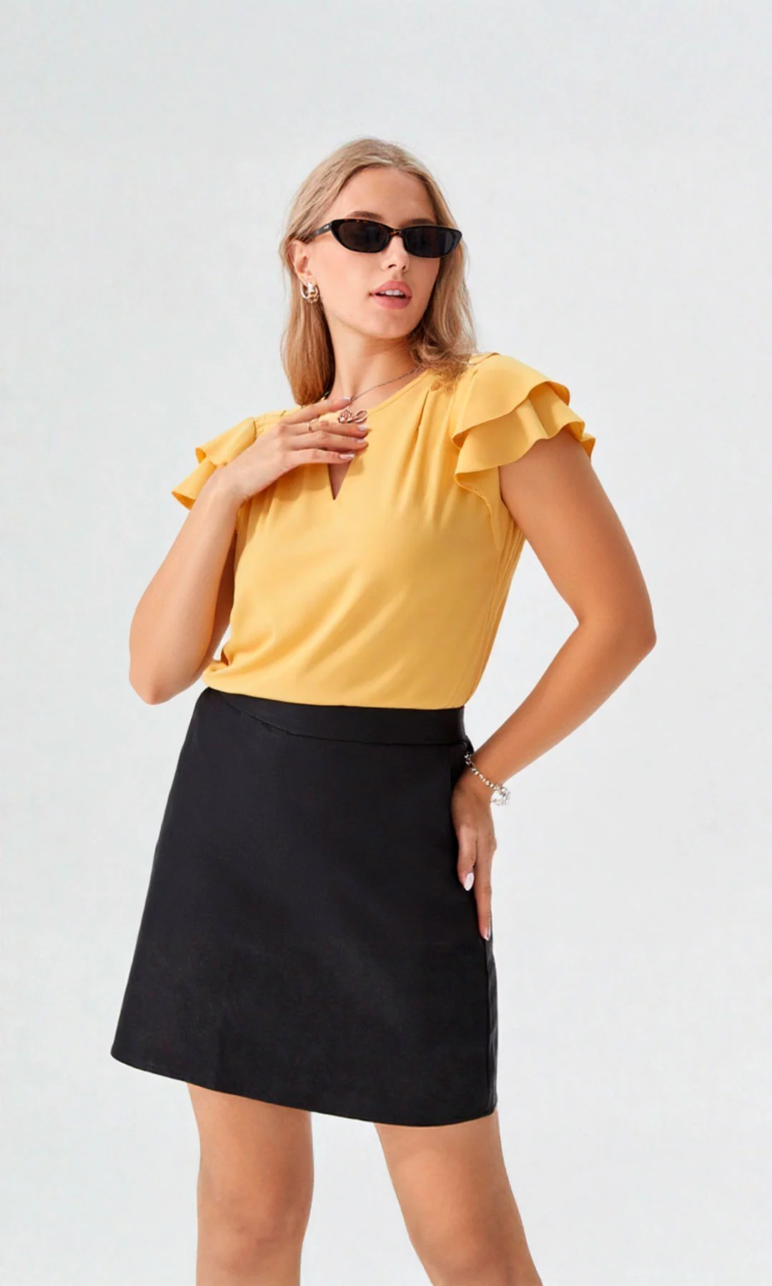 Blusa mujer manga corta unicolor - Imagen 5