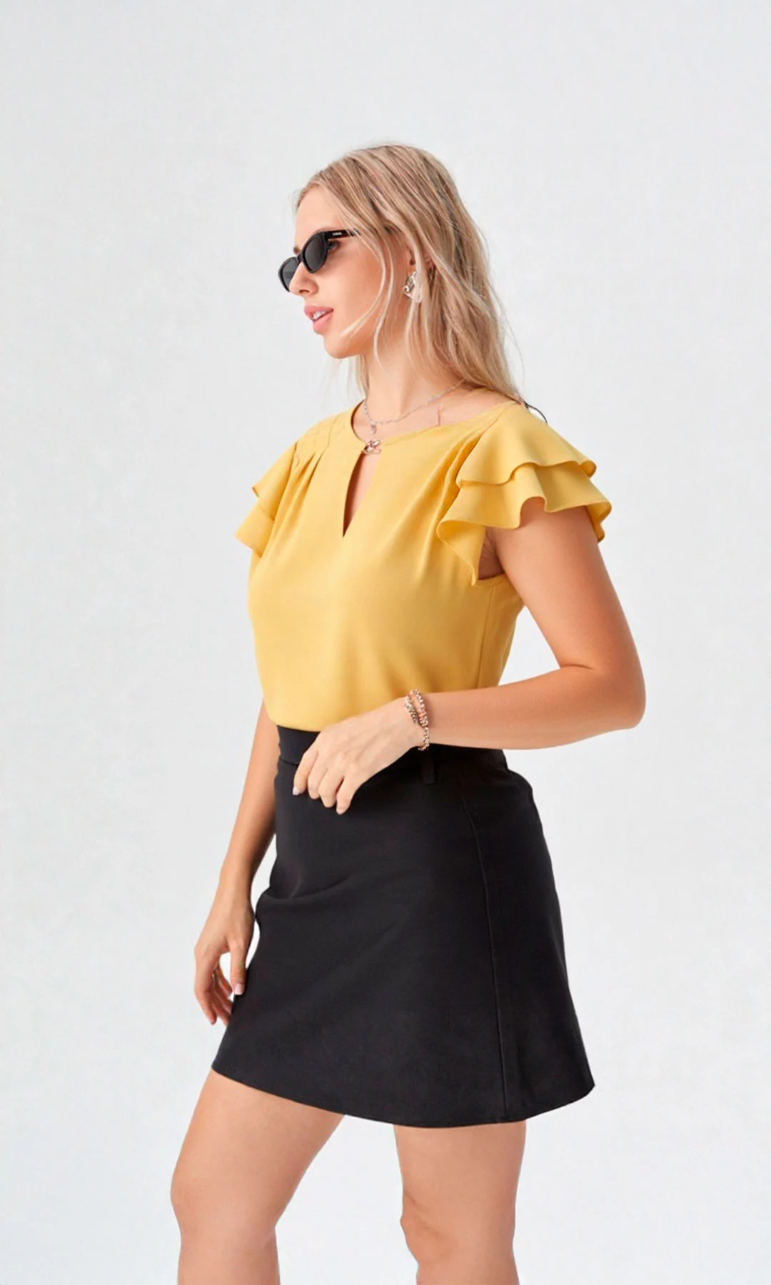 Blusa mujer manga corta unicolor - Imagen 4