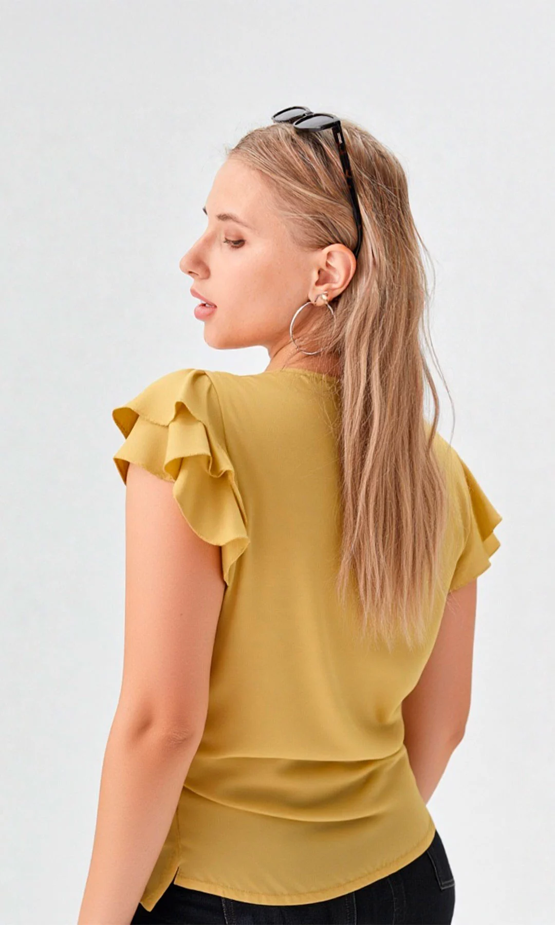 Blusa mujer manga corta unicolor - Imagen 6