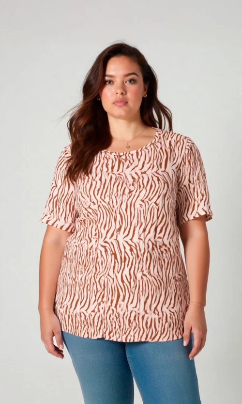 Blusa mujer manga corta estampada