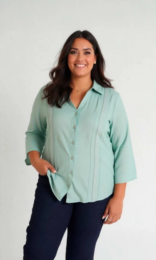 Blusa mujer manga 3/4 unicolor