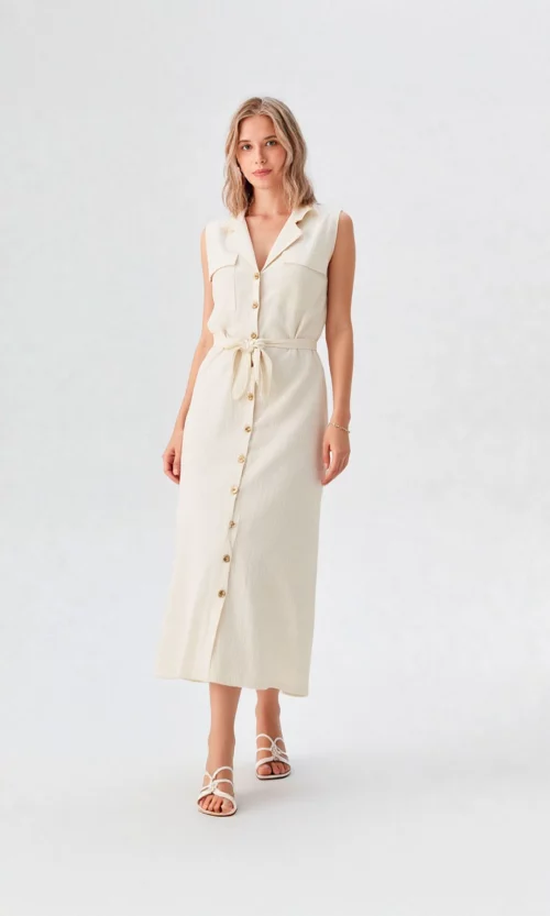 Vestido mujer manga sisa unicolor