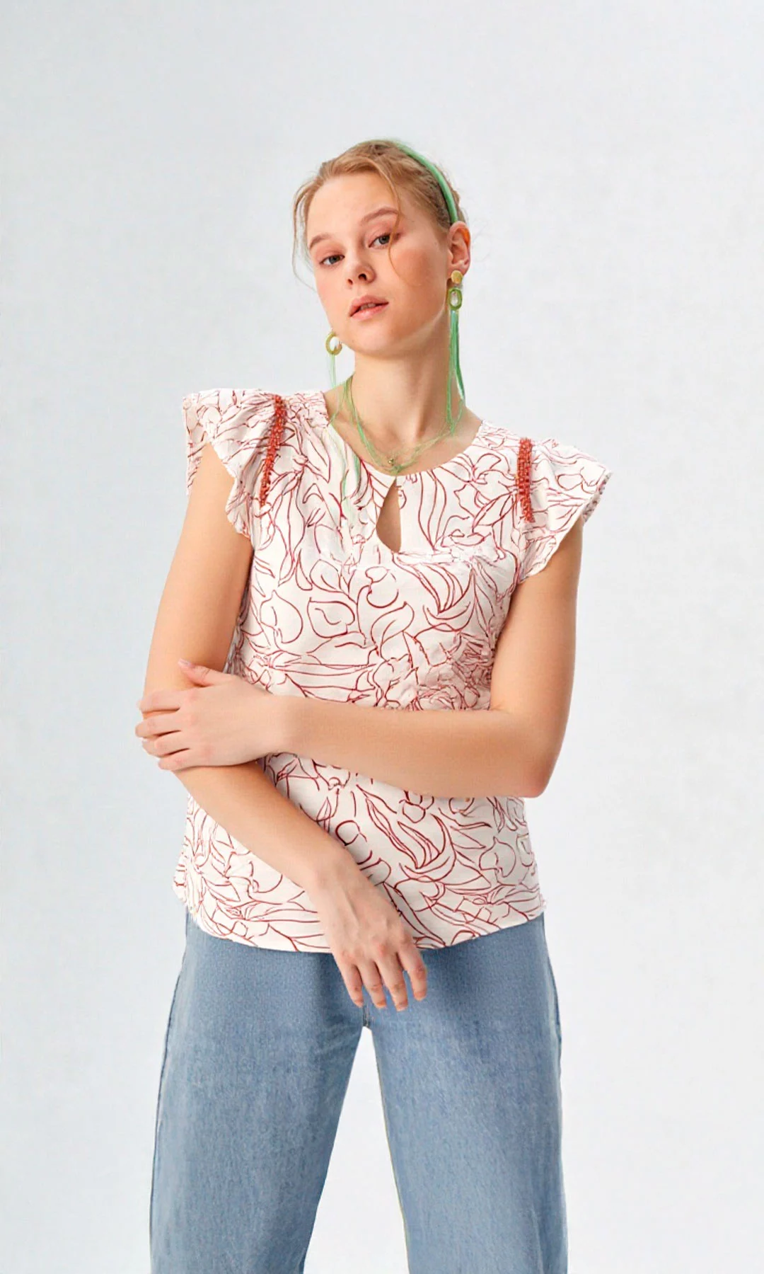 Blusa mujer manga sisa estampada - Imagen 5