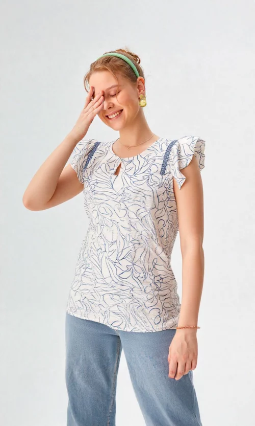 Blusa mujer manga sisa estampada