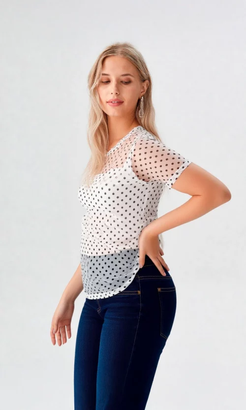 Camiseta mujer manga corta pepas