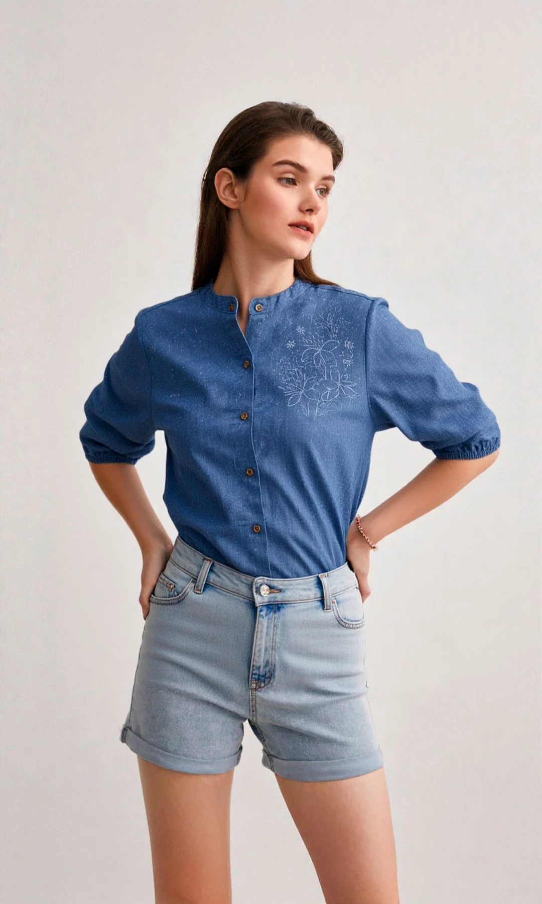 Blusa mujer manga 3/4 unicolor - Imagen 2