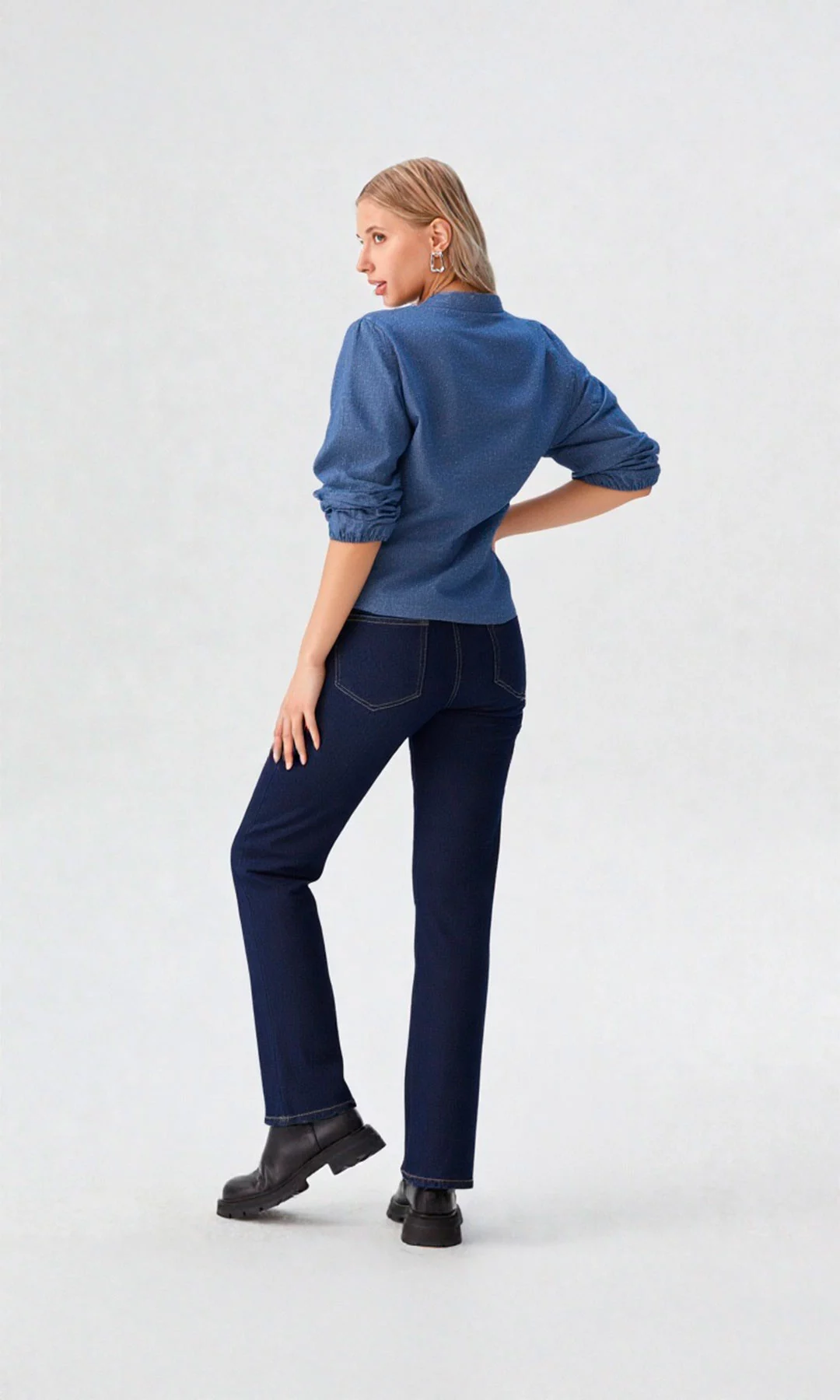 Blusa mujer manga 3/4 unicolor - Imagen 3