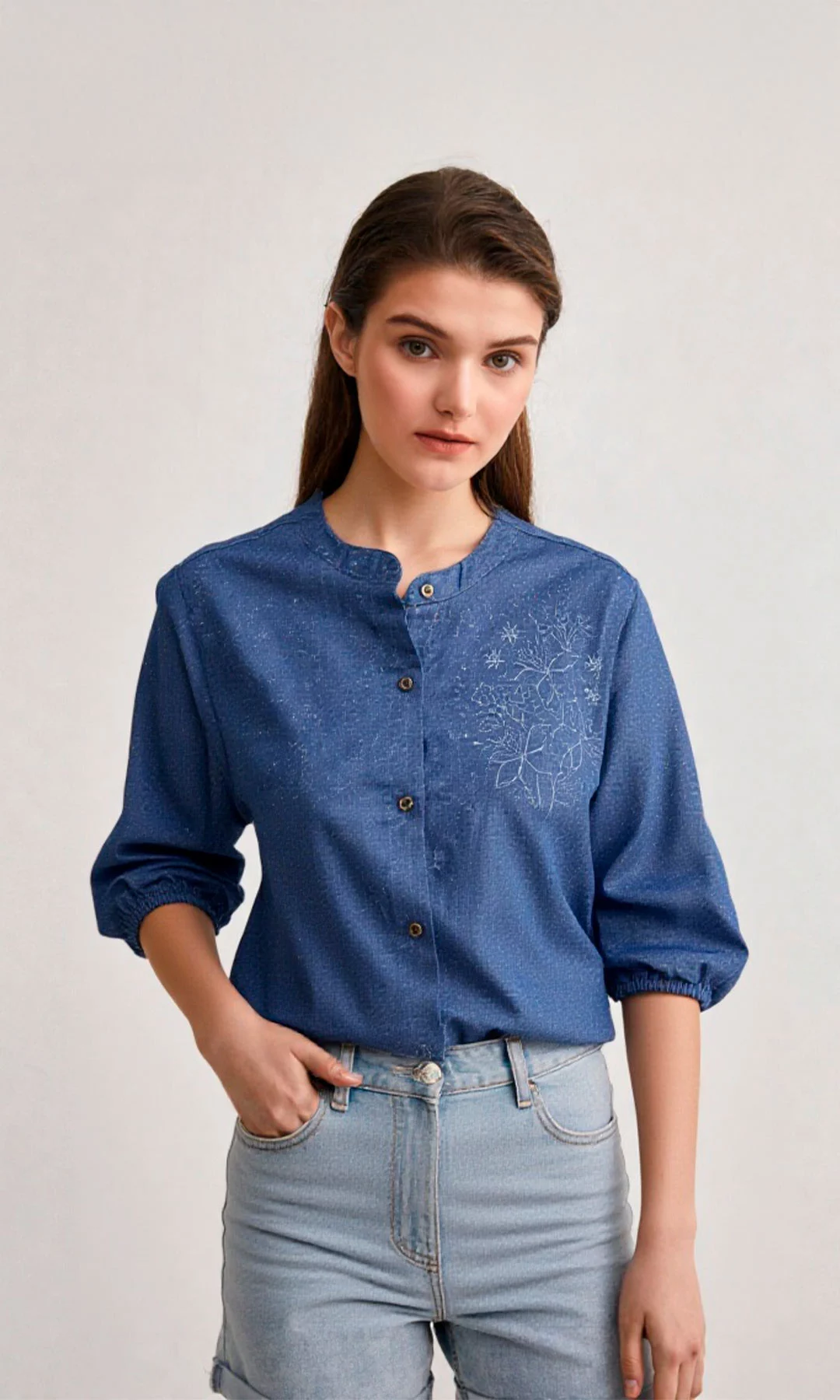 Blusa mujer manga 3/4 unicolor