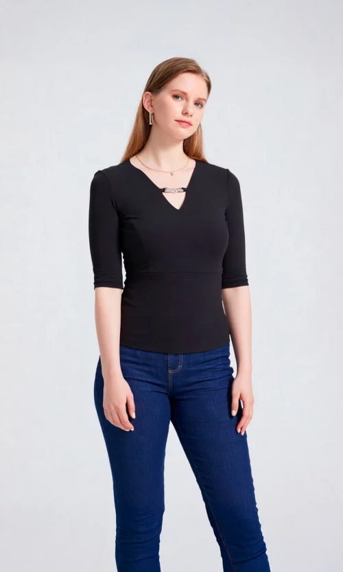 Camiseta mujer manga 3/4 unicolor