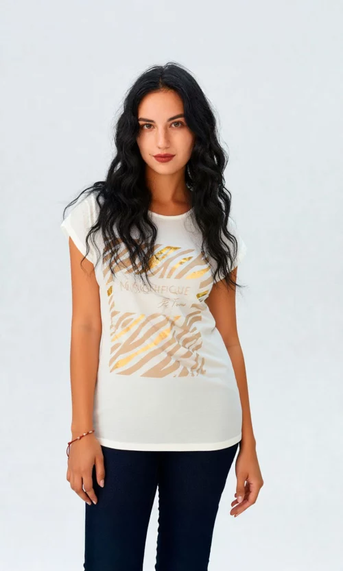 Camiseta mujer manga corta estampada