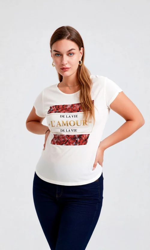 Camiseta mujer manga corta estampada