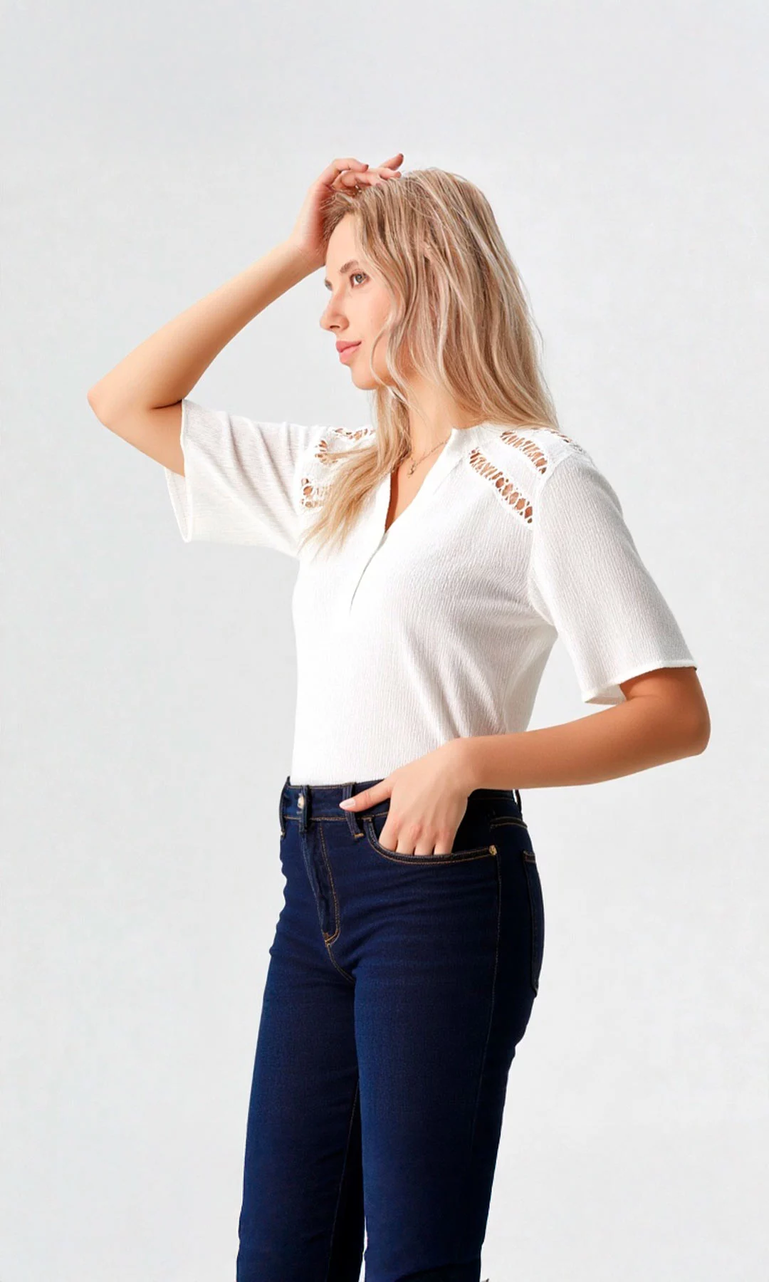 Blusa mujer manga corta unicolor - Imagen 2