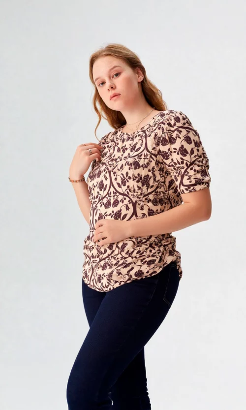 Blusa mujer manga corta estampada
